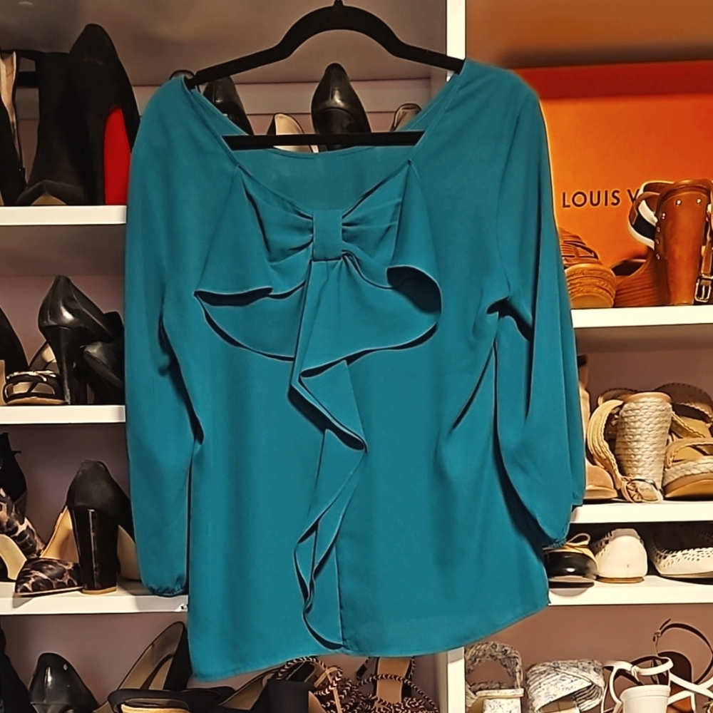 Green The Limited Women's Top with Bow Detail